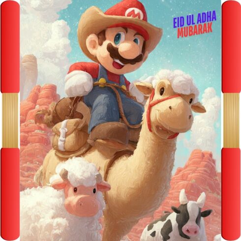 SUPER MARIO EID UL ADHA T-shirt design cover image.