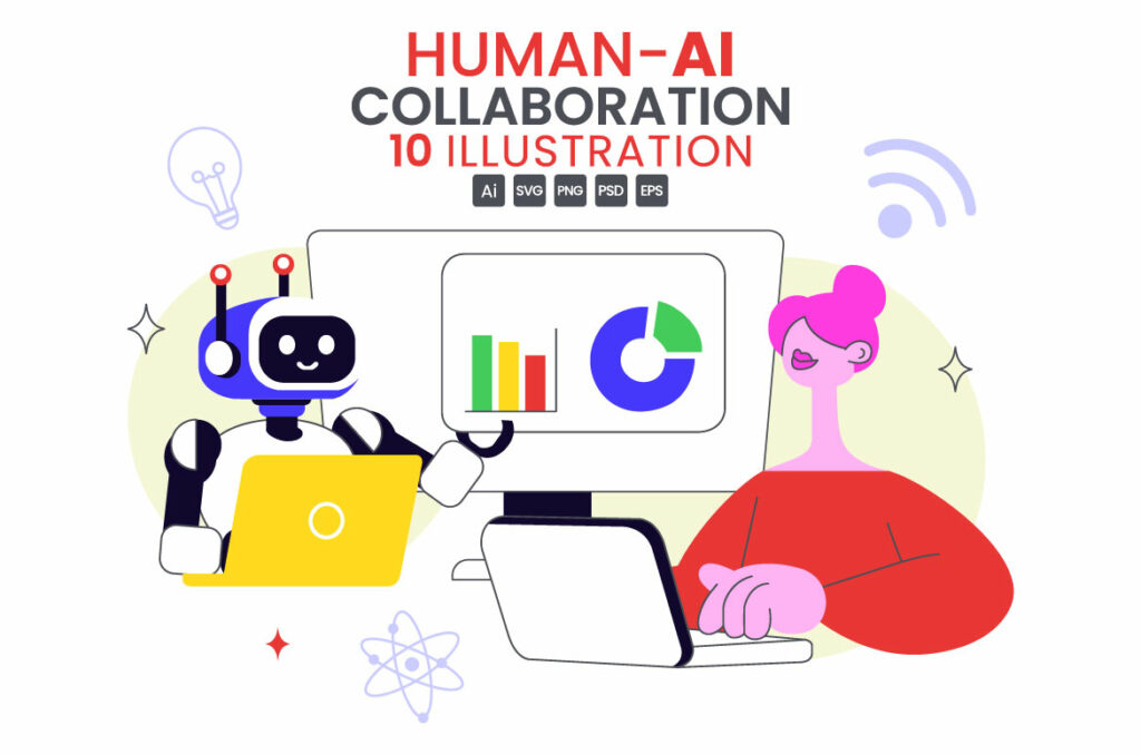 10 Human AI Collaboration Illustration - MasterBundles