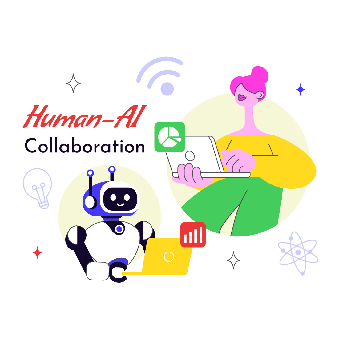10 Human AI Collaboration Illustration - MasterBundles
