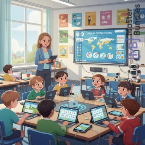 Vivid Technology-Infused Classroom: Showcasing the Positive Impact of Digital Learning cover image.
