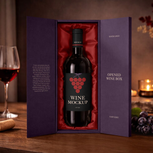 Opened Wine Box Mockup cover image.