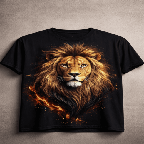 lion print T-shirt design cover image.