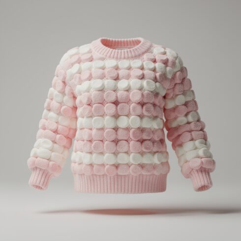 Soft Pink and White Sweater Made of Fluffy Marshmallow Treats – Playful Fusion Concept cover image.