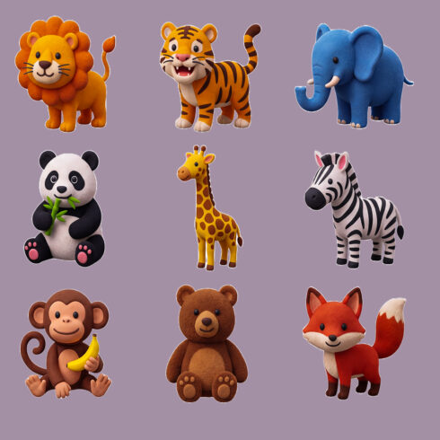 Kawaii 3D Animal Icon Master Bundle - Clay Style Toy Characters cover image.