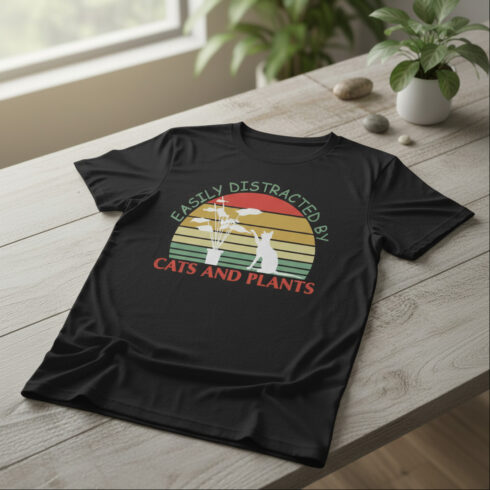 Easily Distracted By Plants And Cats T-Shirt cover image.