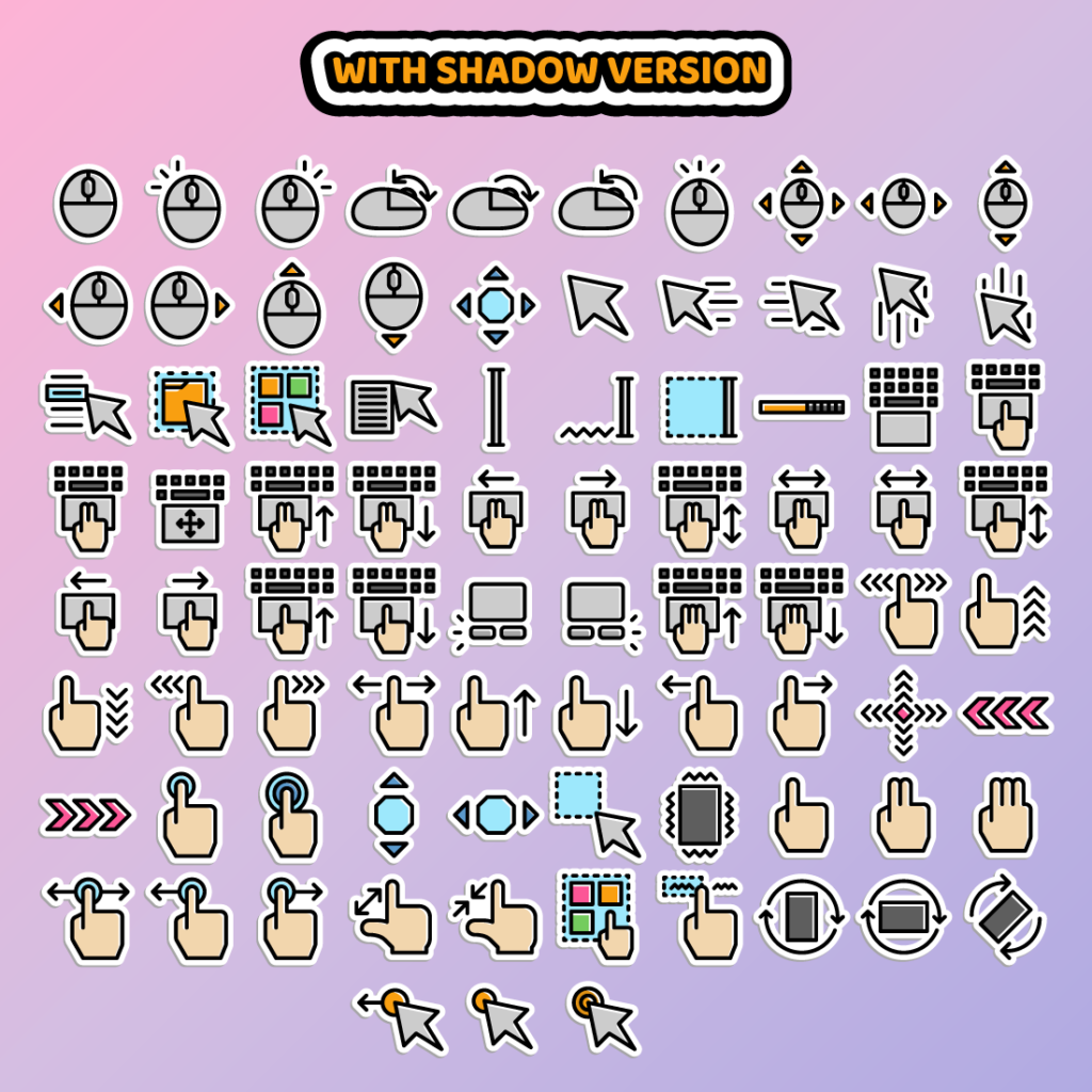 Interactive actions sticker bundle in two versions - 83 editable ...