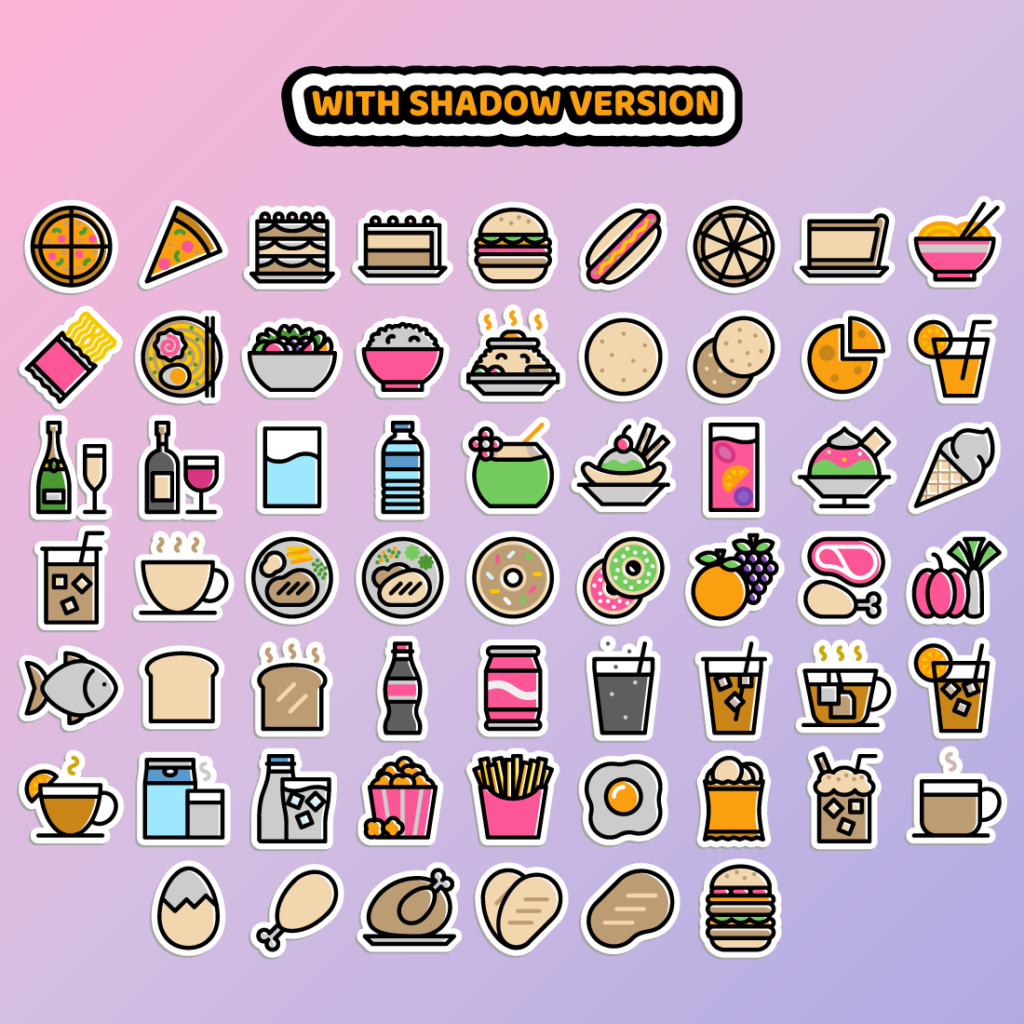 Restaurant Sticker Editable Food and Beverage Sticker Bundle in Two Versions - 60 Editable Food and ...