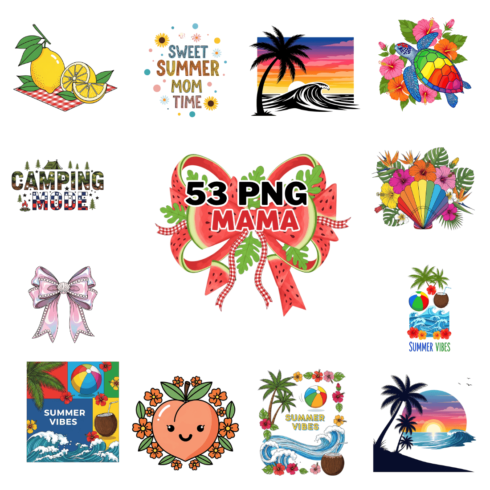 Vibrant Summer Tropical Sublimation Clipart Bundle cover image.
