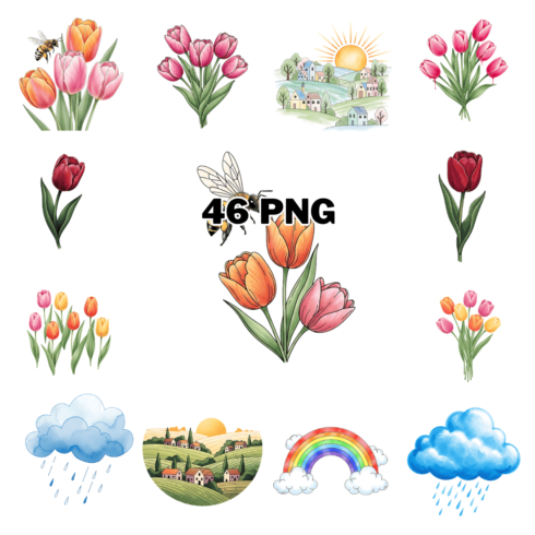 Rustic Countryside Spring Garden Sublimation Clipart Bundle cover image.