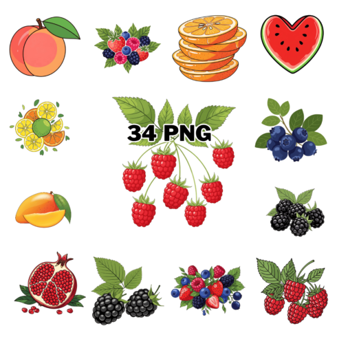 Tropical Summer Fruits Sublimation Clipart Bundle cover image.