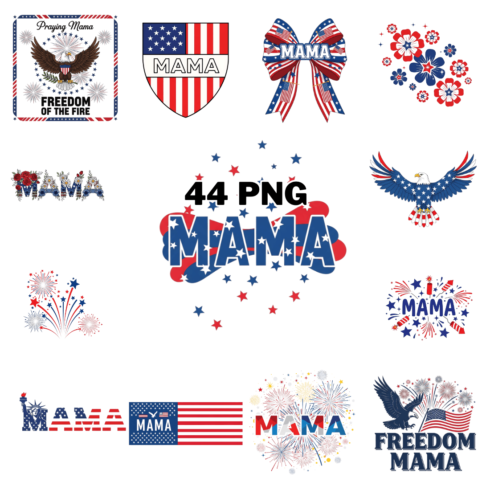 Patriotic 4th of July Mama Sublimation Clipart Bundle cover image.