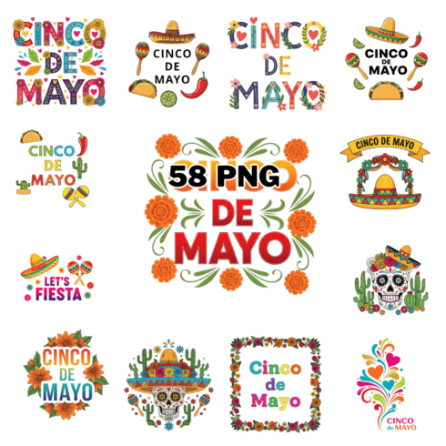 Vibrant Cinco de Mayo Mexican Heritage Sublimation Clipart Bundle cover image.