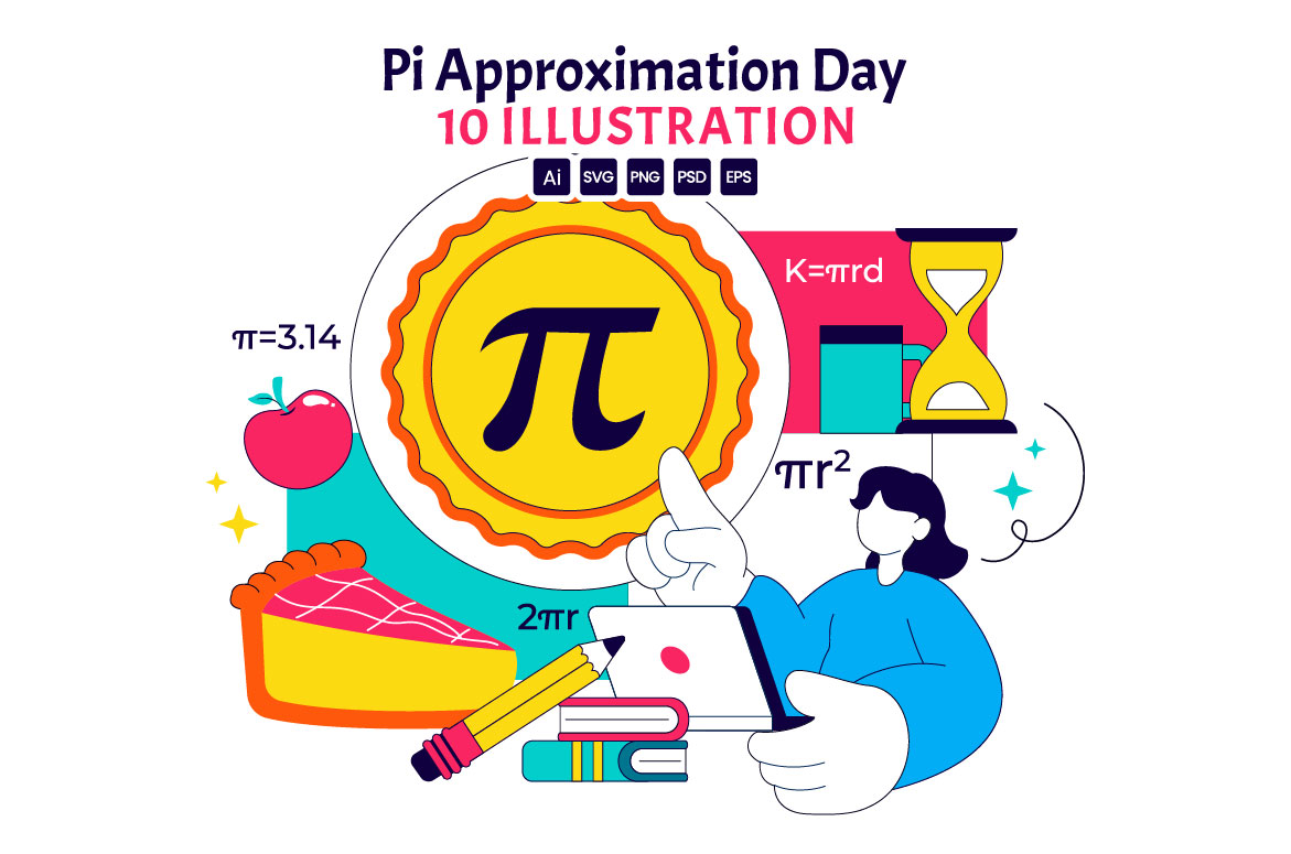 10 Pi Approximation Day Illustration - MasterBundles