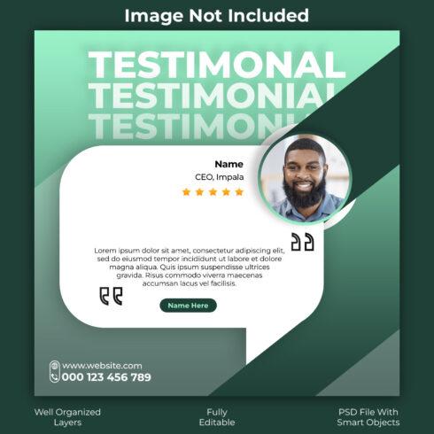 Digital Marketing & Business Testimonial Social Media PSD Kit cover image.