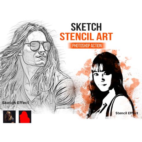Sketch Stencil Art Photoshop Action cover image.