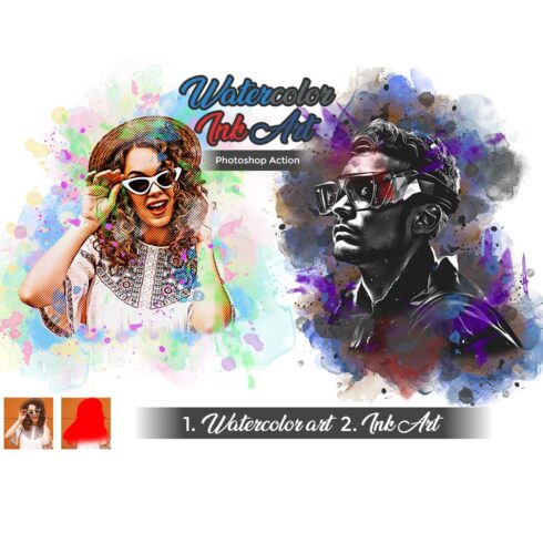Watercolor Ink Art Photoshop Action cover image.