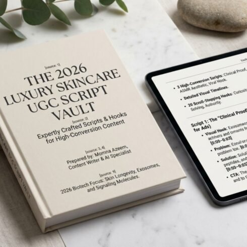 40+ Viral Skincare Hooks & Professional UGC Scripts for TikTok, Reels, and Video Ads cover image.