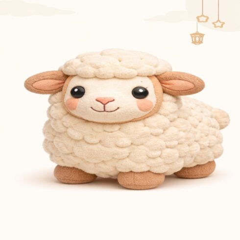 Adorable Plush Sheep Eid Al Adha T-Shirt Design cover image.