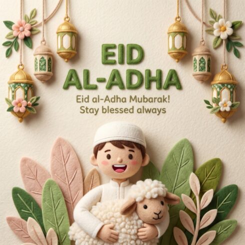 Eid ul Adha Mubarak T-Shirt Design | Modern Islamic Festival Graphic Print cover image.