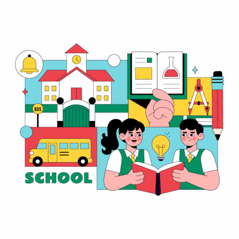 10 School Vector Illustration cover image.