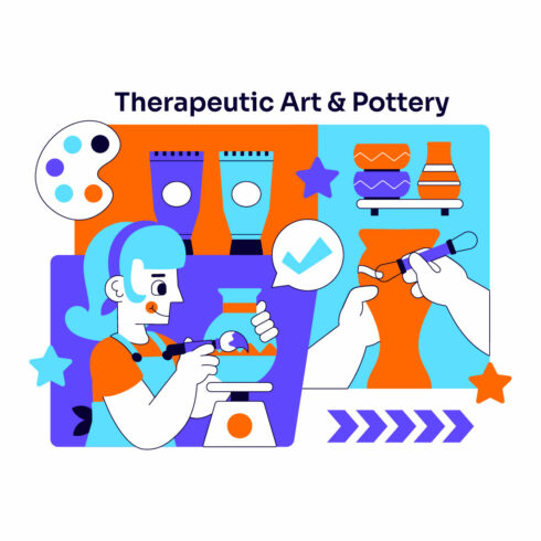 10 Therapeutic Art and Pottery Illustration cover image.