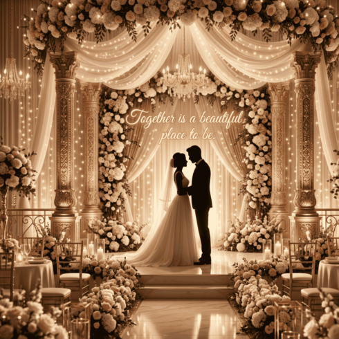 Royal Wedding Stage | Luxury Floral T-shirt Design cover image.