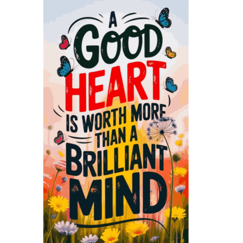 A Good Heart Inspirational Quote Wall Art Print - Butterfly Floral Typography Poster cover image.