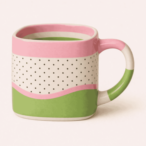 “Coffee & Charm: A Playful Dotted Mug Pair” cover image.