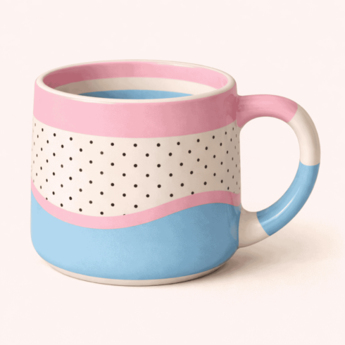 “Warm Sips & Soft Hues: A Dotted Mug Duo” cover image.