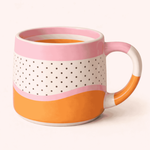 “Warm Sips & Soft Hues: A Dotted Mug Duo” cover image.