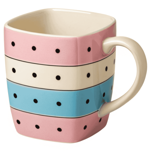“Dots & Brews: A Playful Pink-Cream Coffee Mug Pair” cover image.