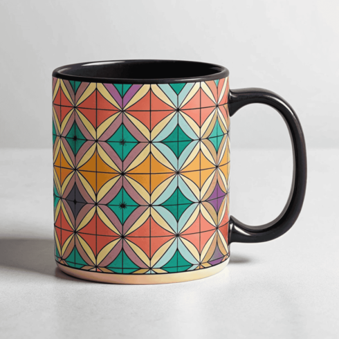 Modern Coffee Mug Mockup Pair – Geometric Pattern & Blue Accent Mug cover image.