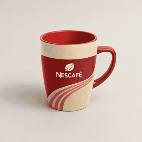 Nescafé Style Coffee Mug Mockup Pair | Red ,cream & hot pink ,white combination Design cover image.