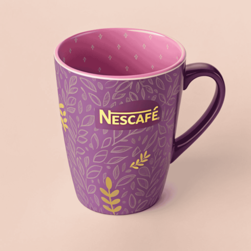 Nescafé Style Coffee Mug Mockup Pair | Purple & Yellow Design cover image.