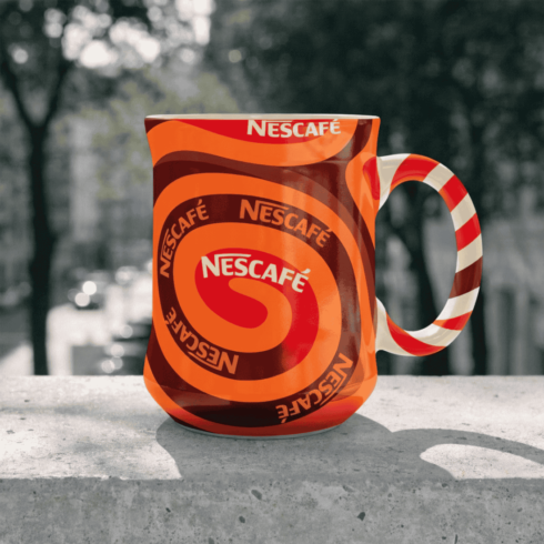 Nescafé Style Mug Mockup Set | Orange Red Brown Coffee Cup Pair cover image.