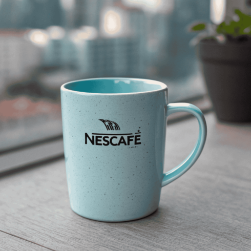 Trendy Sky Blue & Pink Coffee Mug Duo with Nescafé cover image.