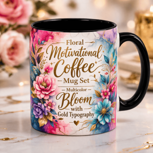 “Signature Floral Coffee Mug Pair – Pastel Elegance with Gold Detailing & Quotes” cover image.