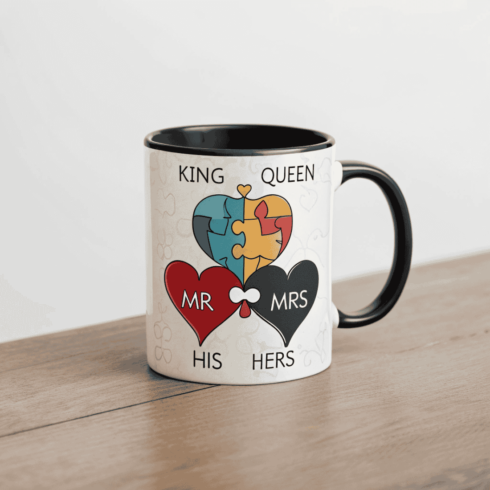“Soulmate Mug Pair– Elegant Couple Design with Puzzle Hearts” cover image.