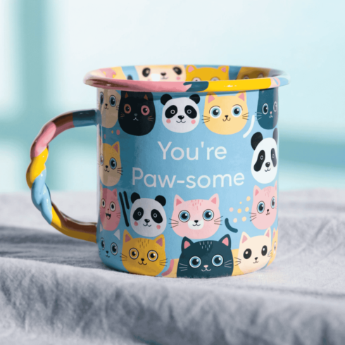 “You’re Paw-some – Adorable Cartoon Animal Mug Pair with Pastel Vibes” cover image.
