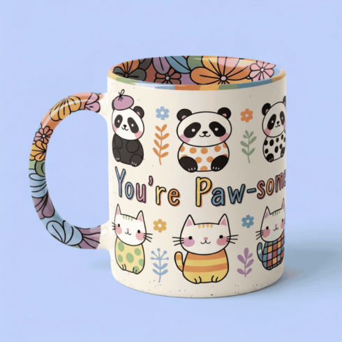 Charming Paws – Cartoon Animal Mug Mockup Design Duo cover image.