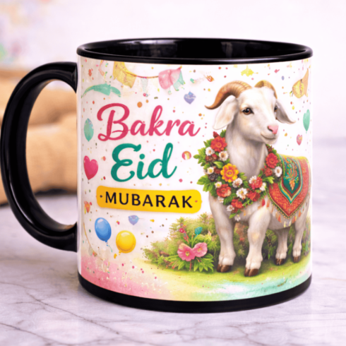 “Festive Bakra Eid Mug Duo –Playful Colors with Cute Bakra Theme cover image.