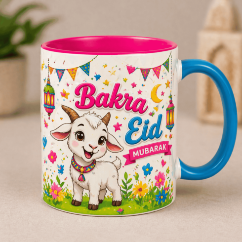 “Festive Bakra Eid Mug Pair – Cartoon Goat Design | Bright Multicolor Eid Gift” cover image.