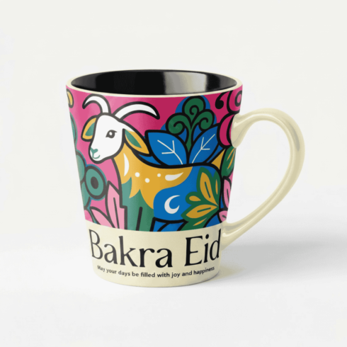 “Eid Joy Mug Pair – Playful Bakra Design in Multicolor Style” cover image.