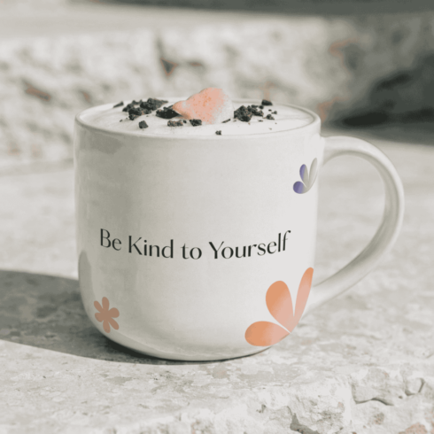 Self-Love Quote Mug Mockup Duo – Soft Off-White & Multicolor Typography cover image.