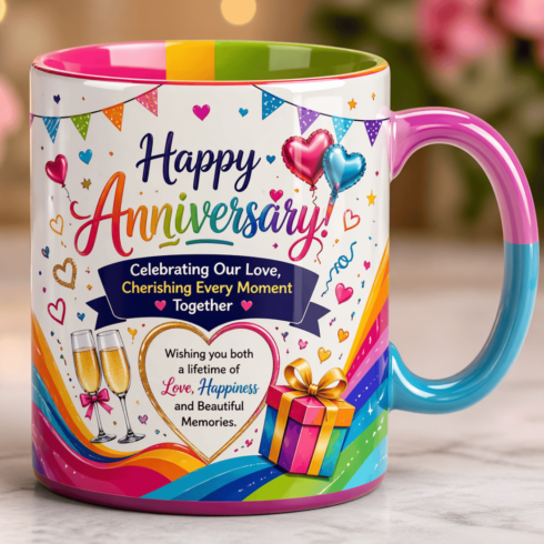 Festive Anniversary Mug Pair – Bold Bright & Dark Tone Celebration Theme” cover image.