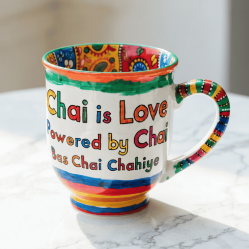 “Chai Culture Mug Duo – Bright Multicolor Truck Art Typography Style” cover image.