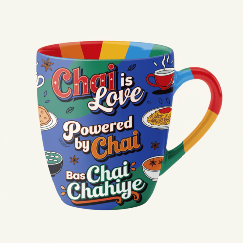 “Chai Vibes Only –Multicolour Mug Mockups with Vibrant Quotes” cover image.