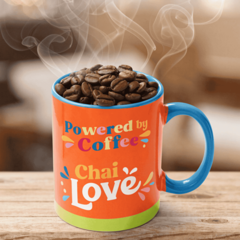 “Chai Mood On –Bright Color Splash Cultural Mug Pair” cover image.