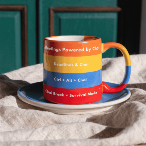 Colorful Chai Lover Mug Mockup –Deadlines & Chai – Funny Productivity Mug for Office Life cover image.
