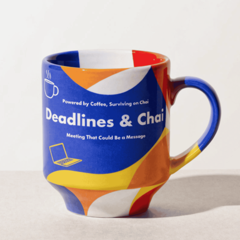 “Corporate Meets Chai Mug Mockup – Fun Office Quotes Multicolor Design” cover image.